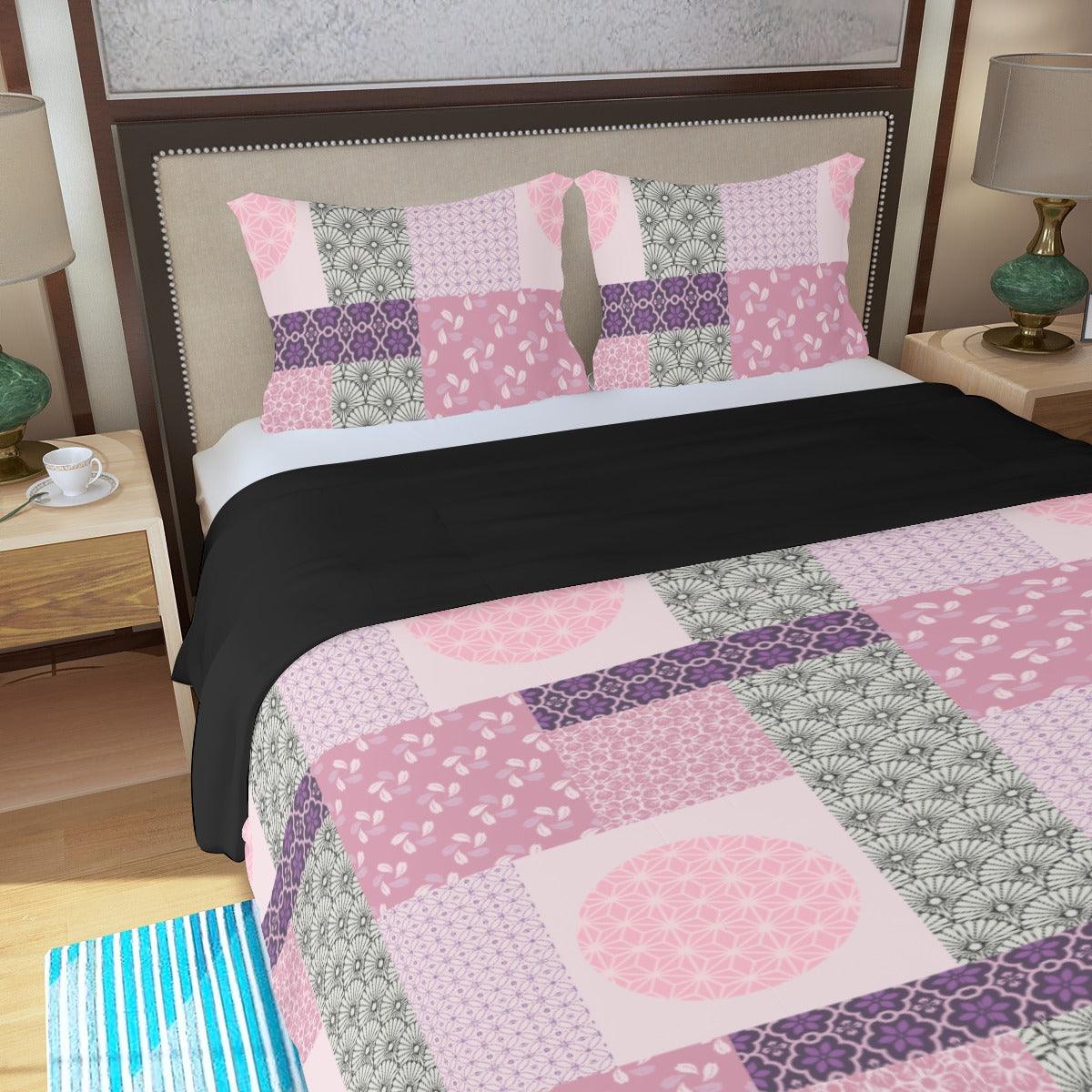 Pink and Purple Three Piece Duvet Cover Set