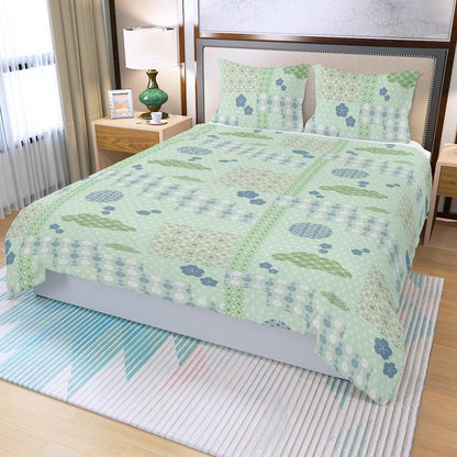 Green and Blue Three Piece Duvet Cover Set