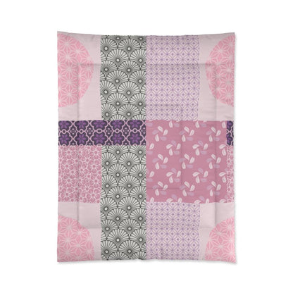 Single Size Pink & Purple Japanese Pattern Patchwork Comforter
