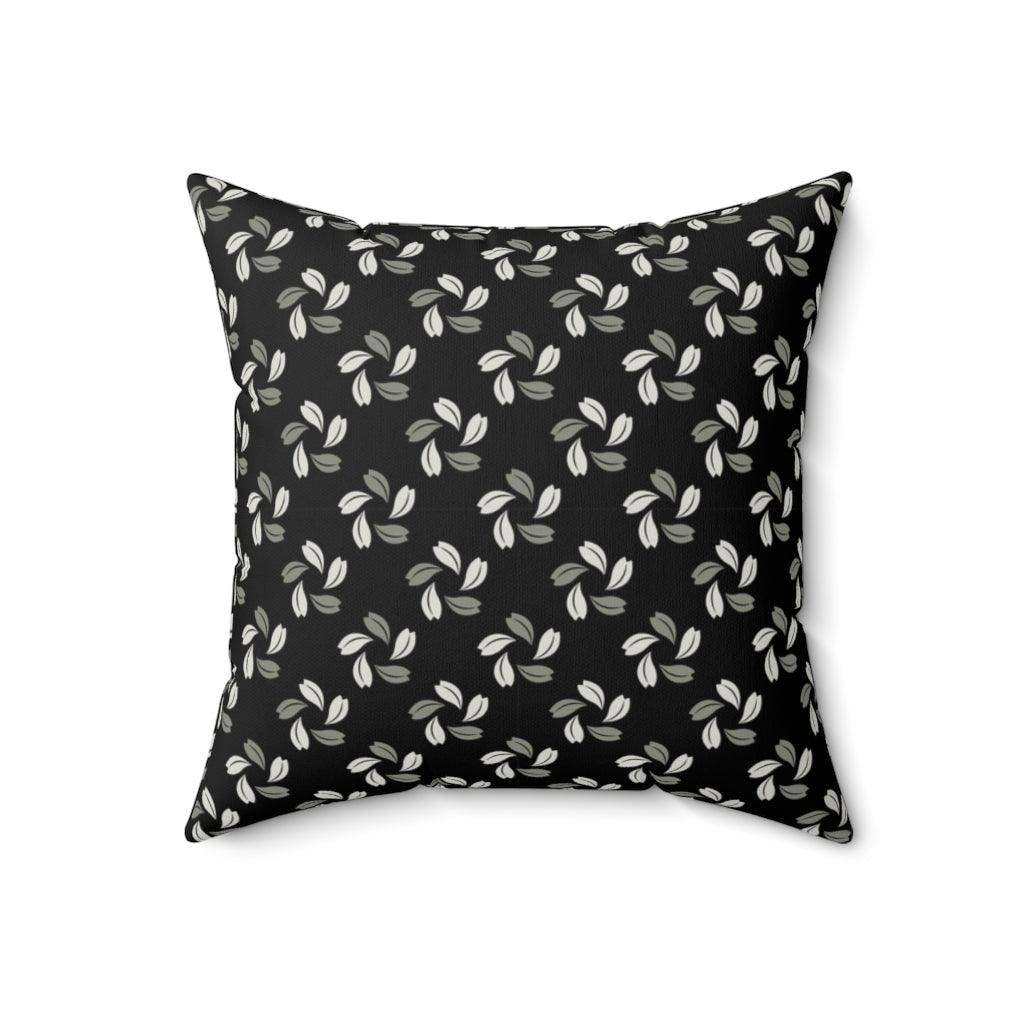 Black & Grey Sakura Square Pillow