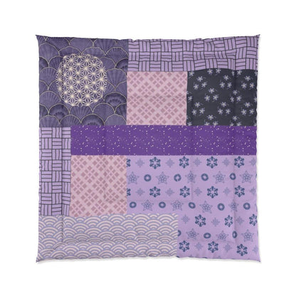 King Size Purple & Pink Japanese Pattern Patchwork Comforter