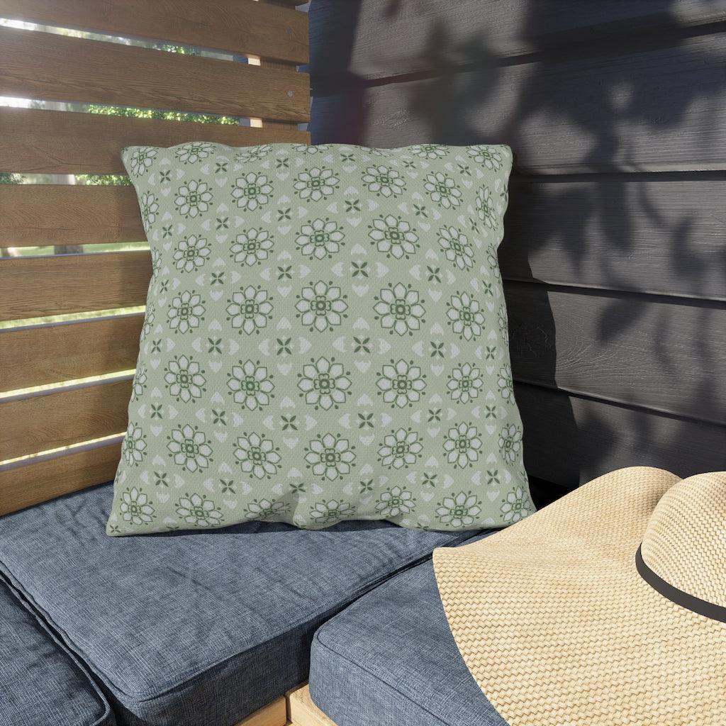 Pale Green Kiku Outdoor Pillows