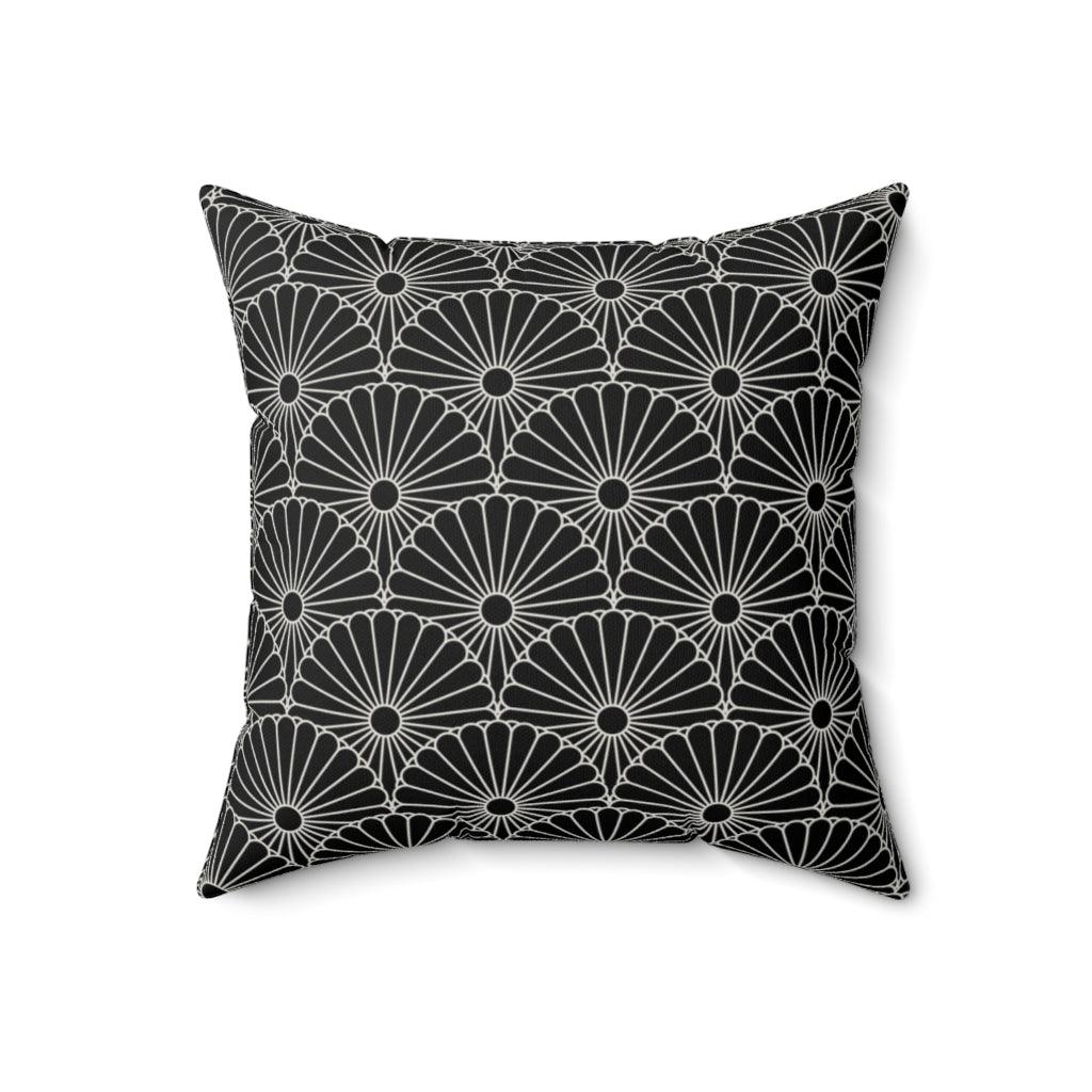 White & Black Chrysanthemum Square Pillow