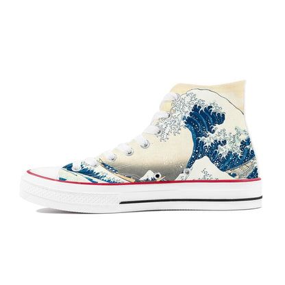The Great Wave  High Top Canvas Shoes - Kaito Japan Design 