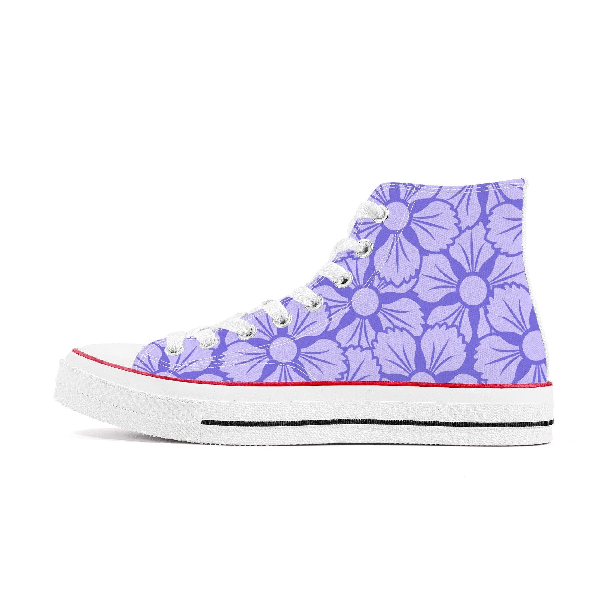 Murasaki 紫 - Purple High Top Canvas Shoes - Kaito Japan Design 