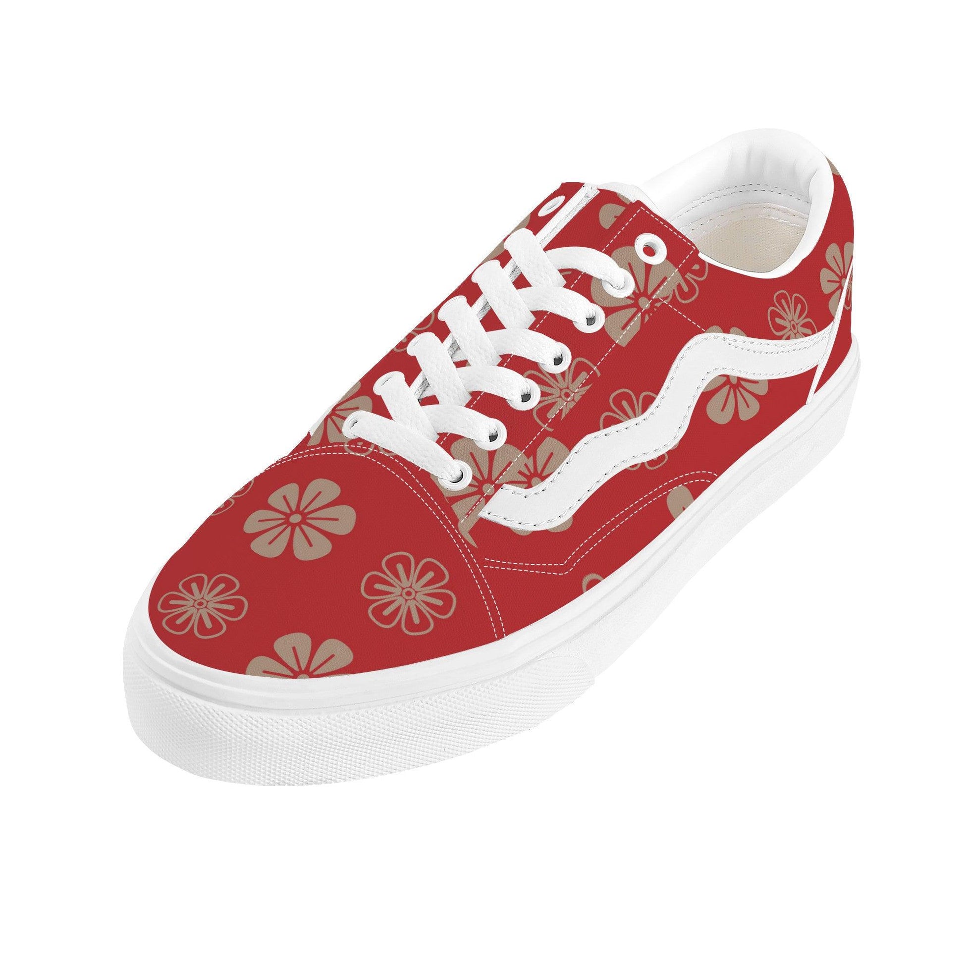 Aka 赤 - Red Low Top Flat Sneaker - Kaito Japan Design 