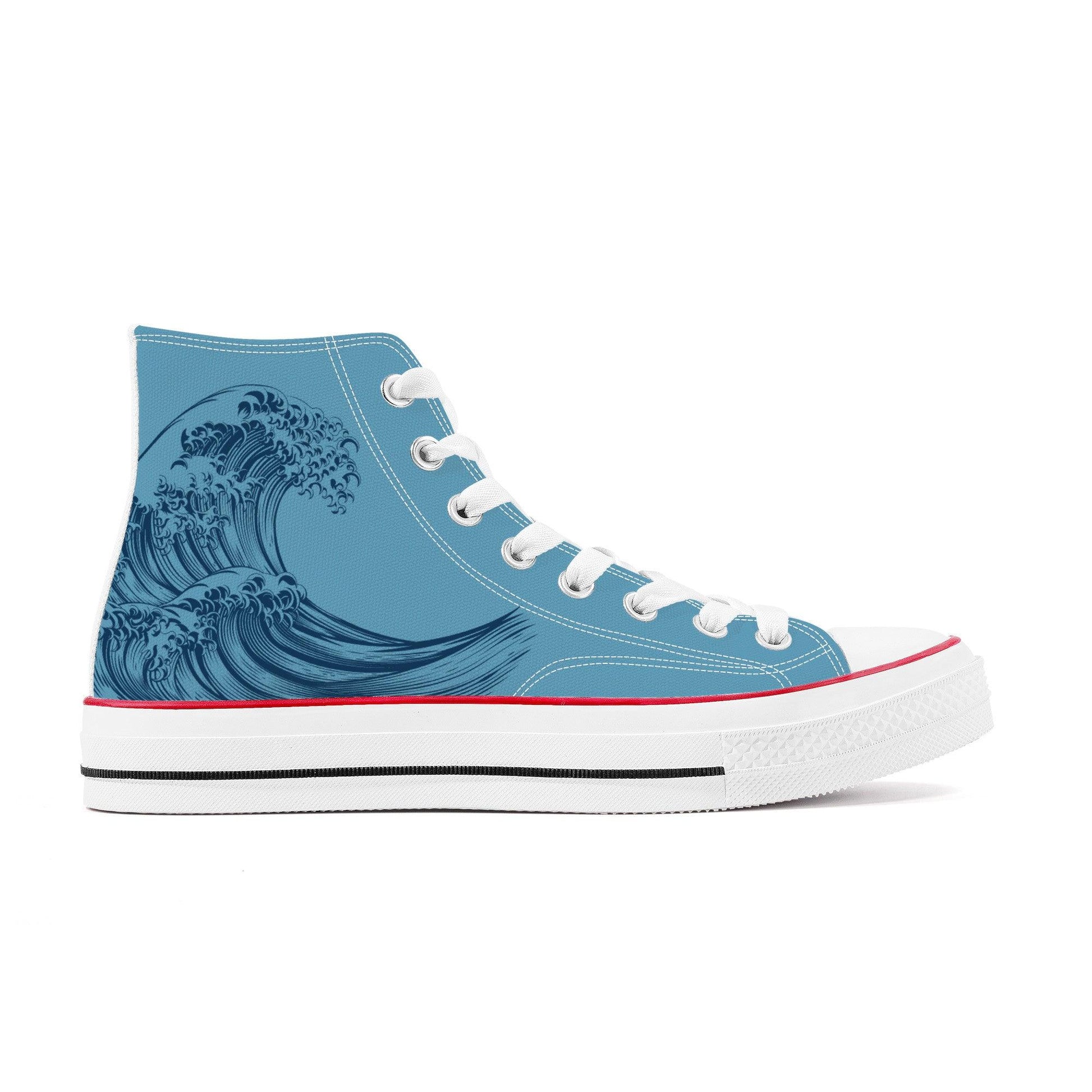 The Great Wave High Tops - Hokusai Japanese Art Sneakers | KAITO Kaito Japan Design The Great Wave High Tops - Hokusai Japanese Art Sneakers | KAITO Kaito Japan Design