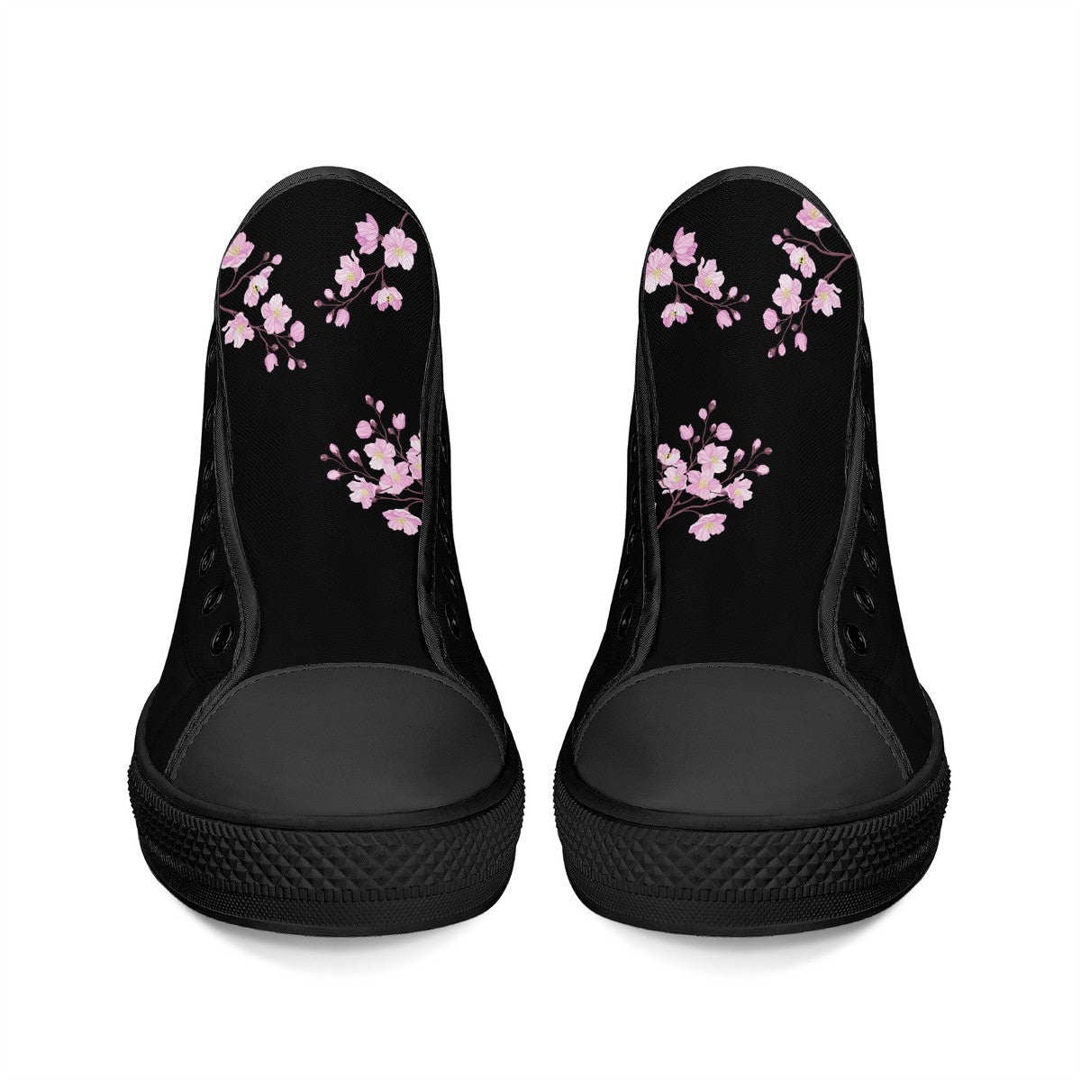 Cherry Blossom High-Top Canvas Shoes Black