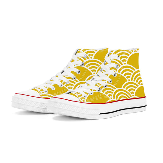 Kiiro 黄色 -  Yellow High Top Canvas Shoes - Kaito Japan Design 