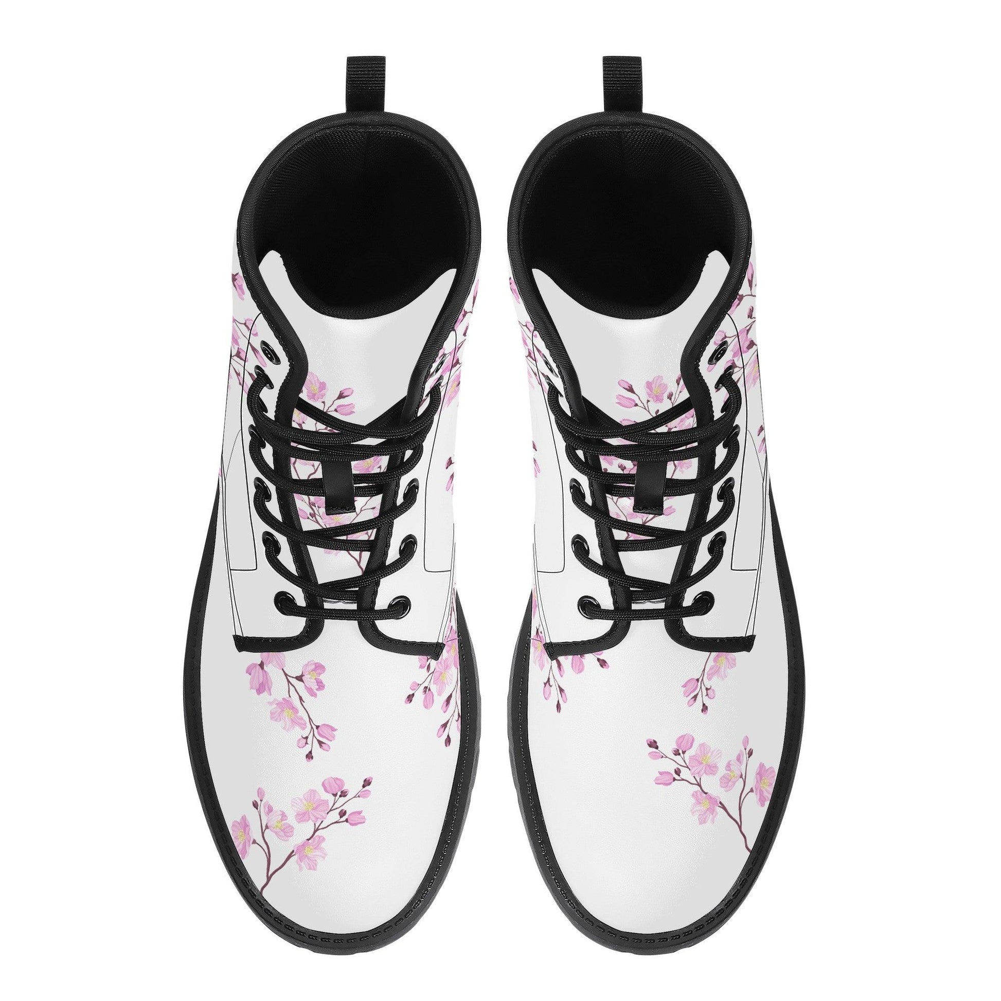 Snow White Sakura Vegan Leather Boots