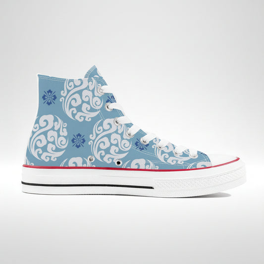 Ao 青 - Blue High Top Canvas Shoes - Kaito Japan Design 