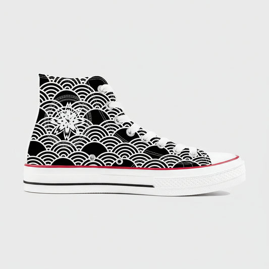 Kuro Nami - Black Wave High Top Shoes - Kaito Japan Design 