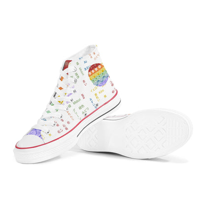 Rainbow Pride High Top Canvas Shoes - White - Kaito Japan Design 