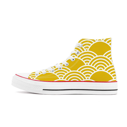 Kiiro 黄色 -  Yellow High Top Canvas Shoes - Kaito Japan Design 