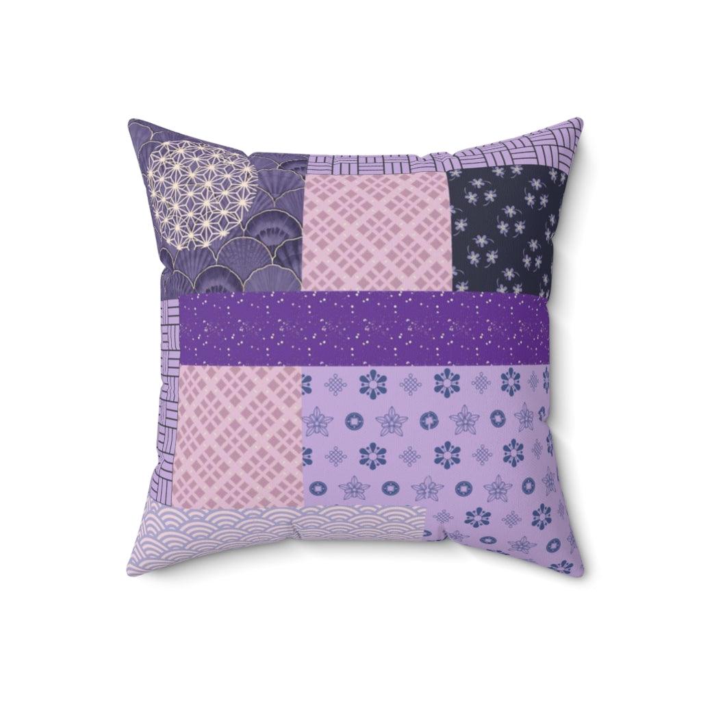 Purple & Pink Wagara Boro Square Pillow
