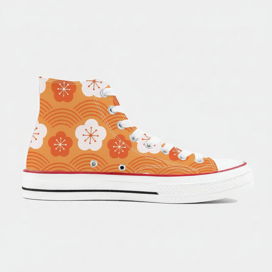 Orenji オレンジ - Orange High Top Canvas Shoes - Kaito Japan Design 