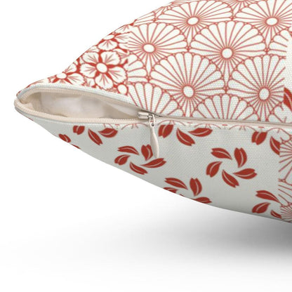 Nihon White & Red Square Pillow - Kaito Japan Design 
