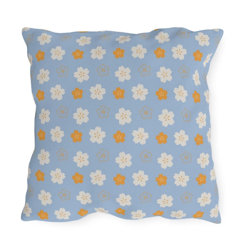 Orange and White Sakura Outdoor Pillows