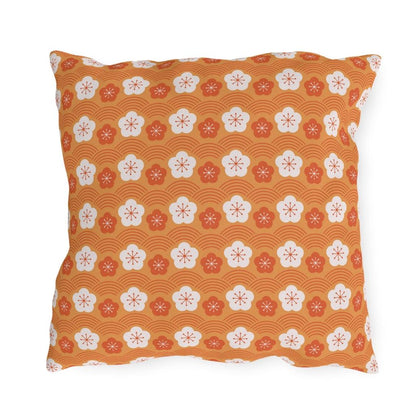 White & Orange Sakura Outdoor Pillows