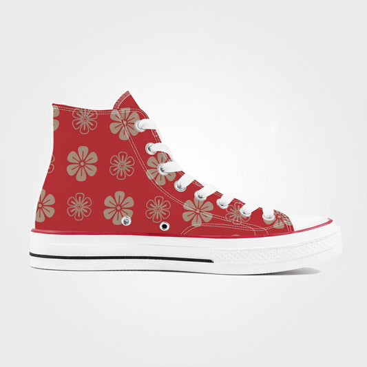 Aka 赤 - Red High Top Canvas Shoes - Kaito Japan Design 