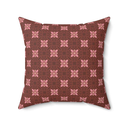 Pink & Burgundy Japanese Pattern Square Pillow