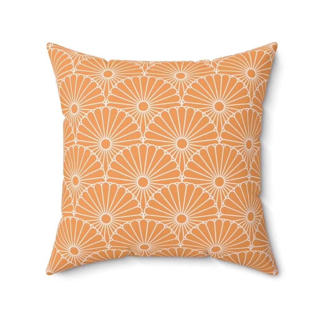 White & Orange Chrysanthemum Square Pillow