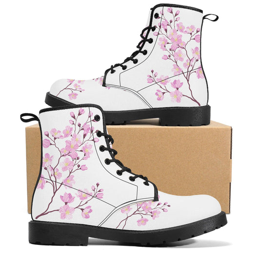 Snow White Sakura Vegan Leather Boots