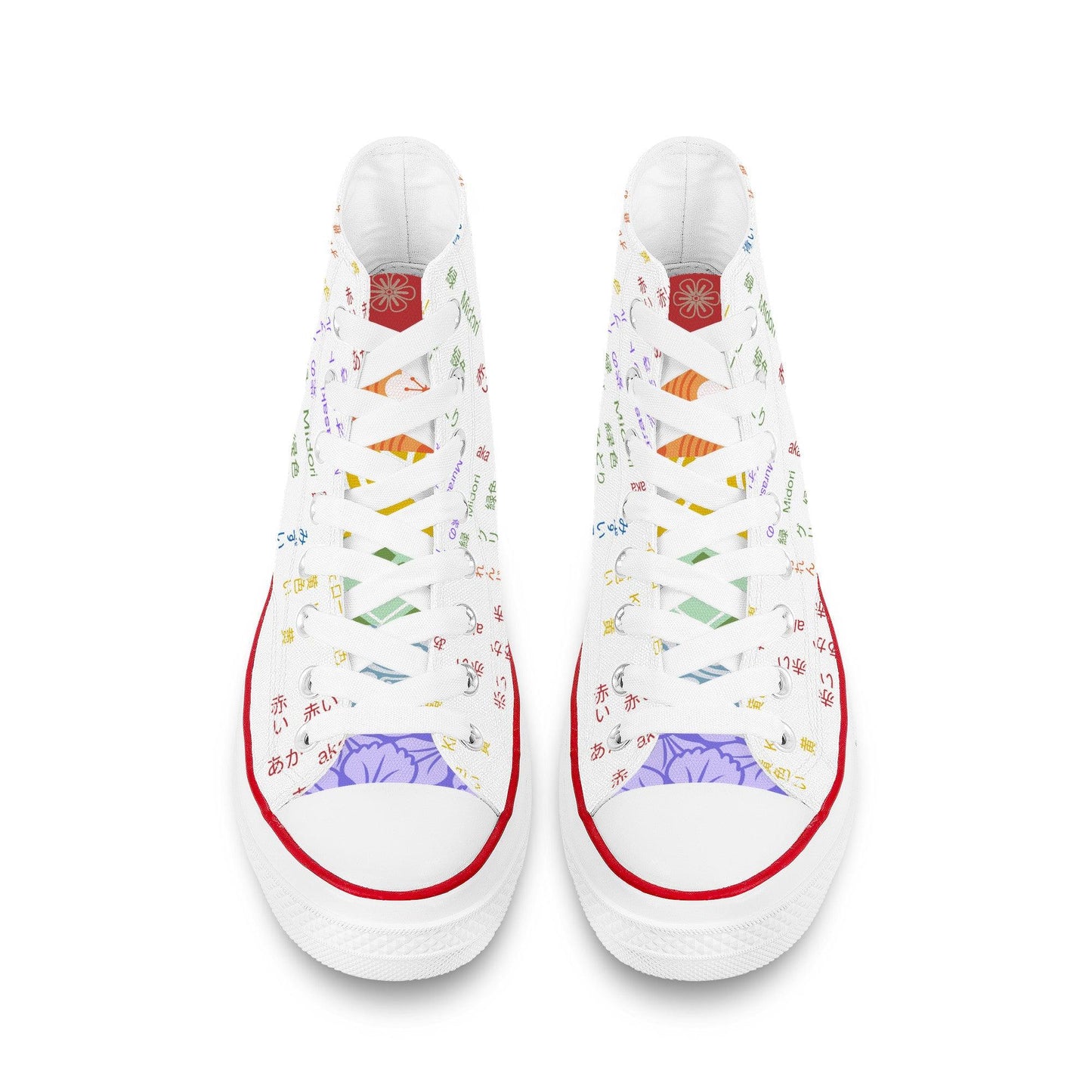 Rainbow Pride High Top Canvas Shoes - White - Kaito Japan Design 