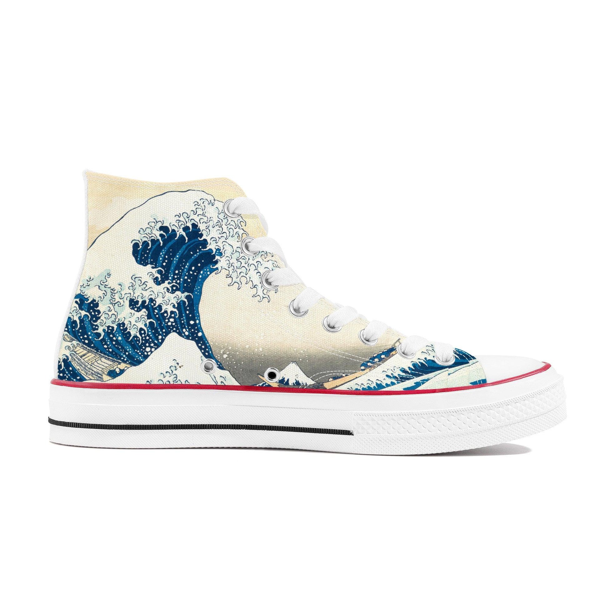 The Great Wave  High Top Canvas Shoes - Kaito Japan Design 
