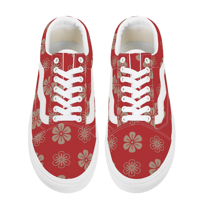 Aka 赤 - Red Low Top Flat Sneaker - Kaito Japan Design 