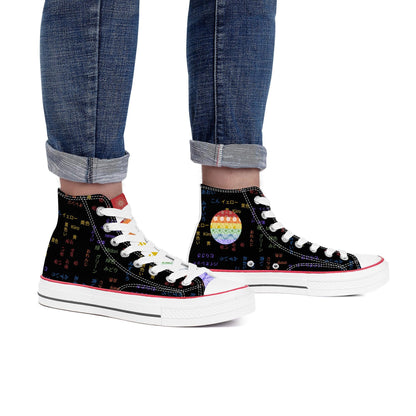 Rainbow Pride High Top Canvas Shoes - Black - Kaito Japan Design 