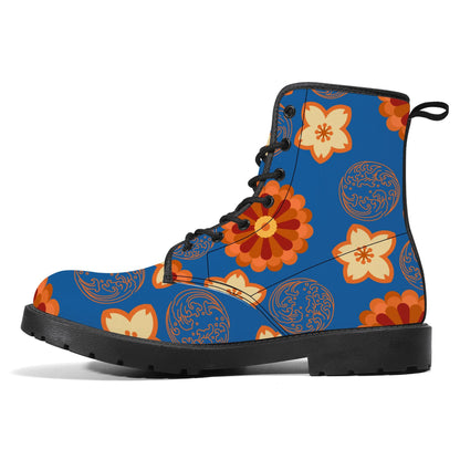Orange Flower & Blue Sky Vegan Leather Boots