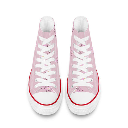 Sakura on Pink - High Top Canvas Shoes