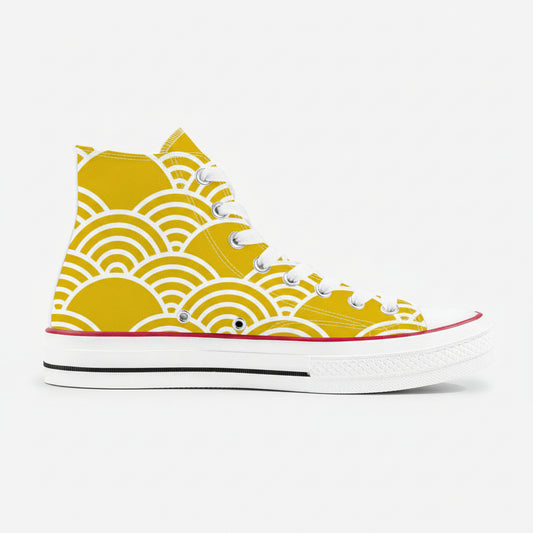 Kiiro 黄色 -  Yellow High Top Canvas Shoes - Kaito Japan Design 