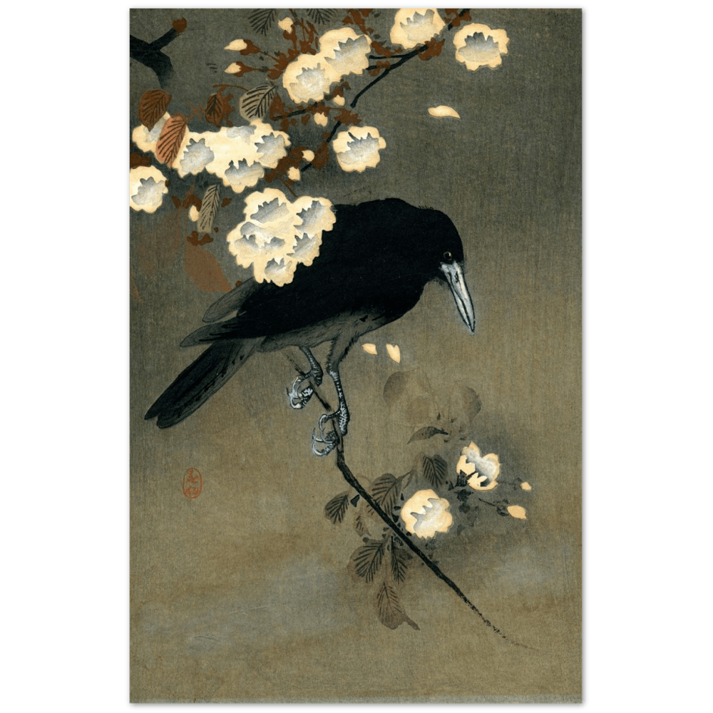 Crow and Blossom  by Ohara Koson