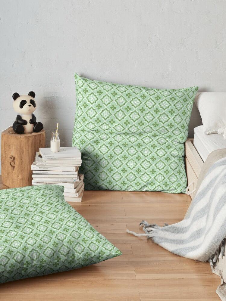 Mint Losange Japanese Pattern Outdoor Pillows