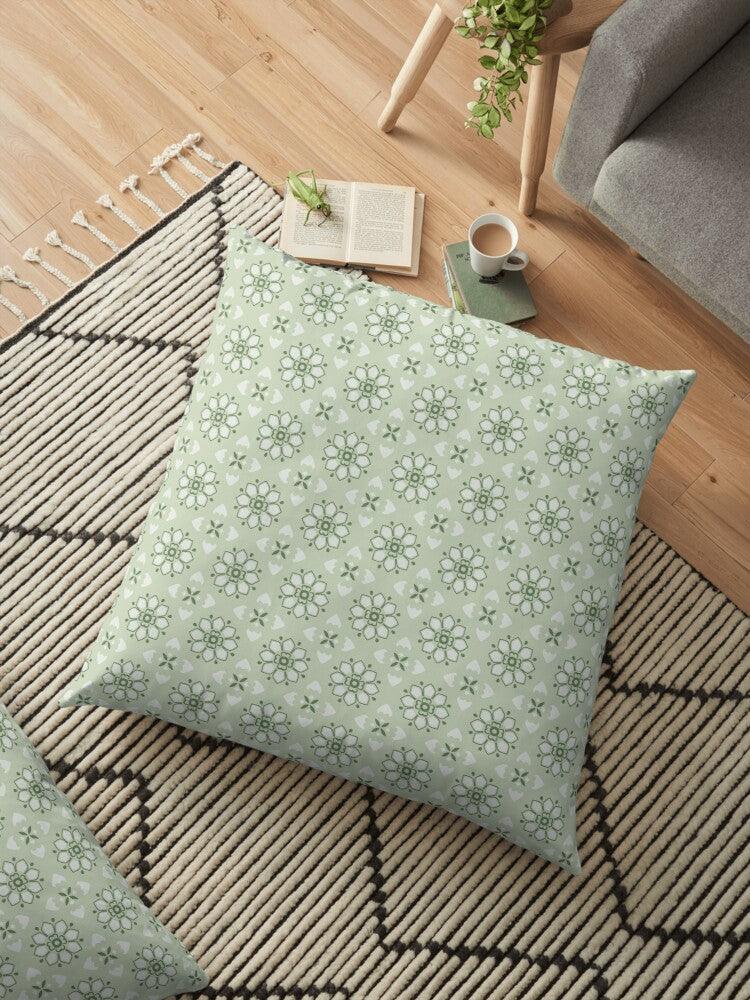 Pale Green Kiku Outdoor Pillows