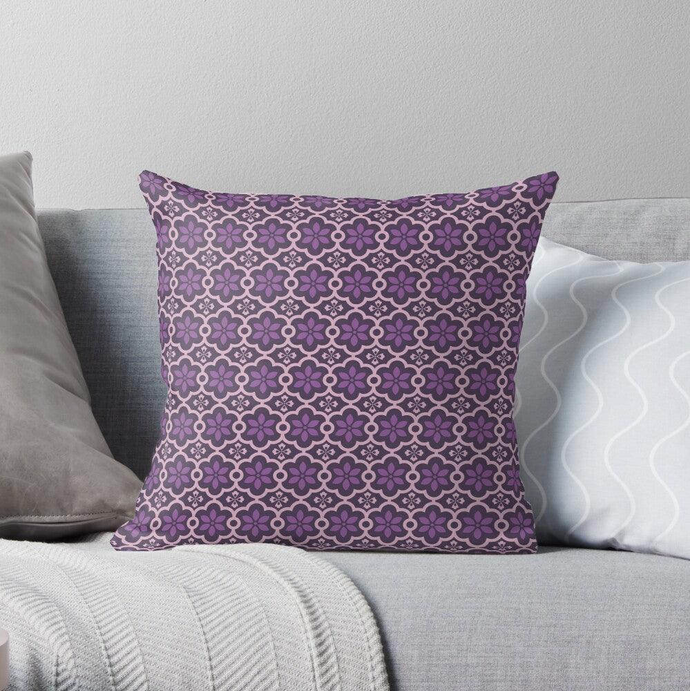 Purple & Pink Lines Japanese Square Pillow