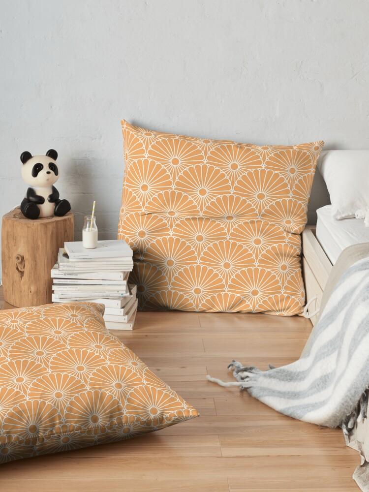White & Orange Chrysanthemum Outdoor Pillows