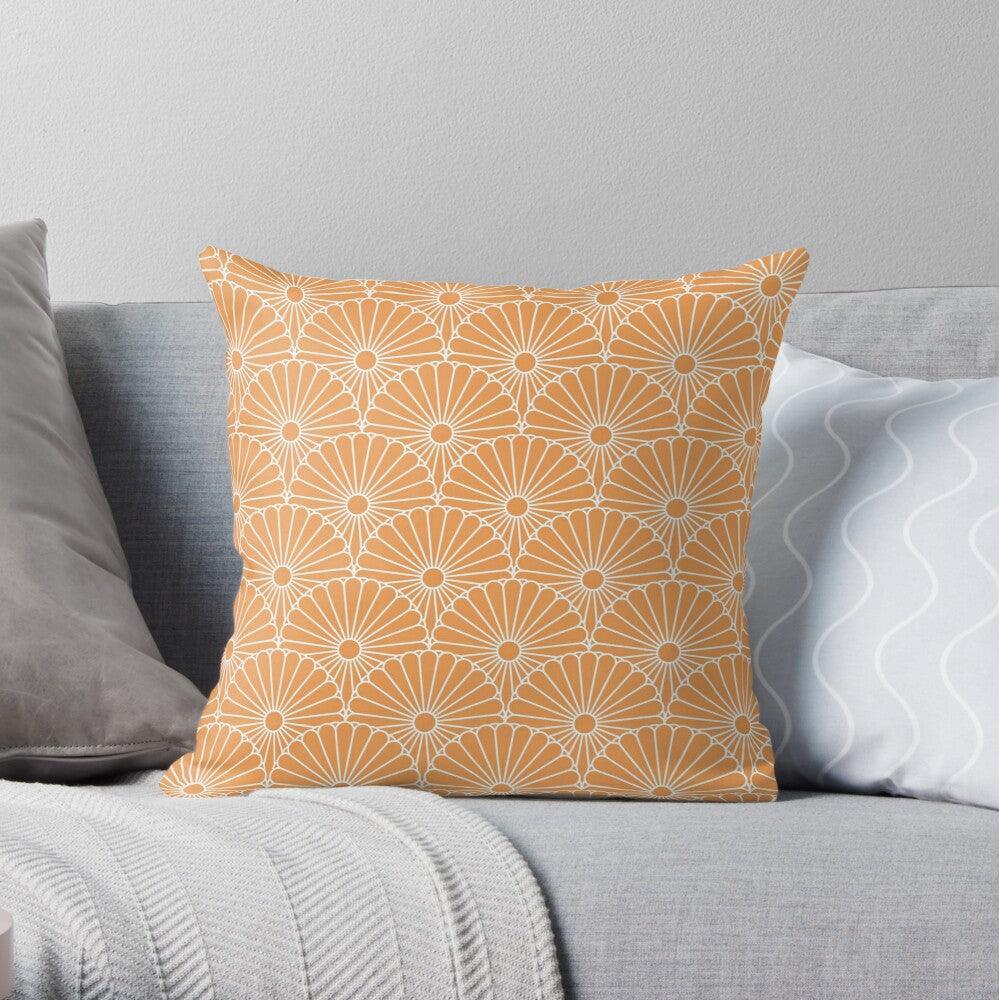White & Orange Chrysanthemum Square Pillow
