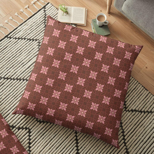 Pink & Burgundy Japanese Pattern Outdoor Pillows